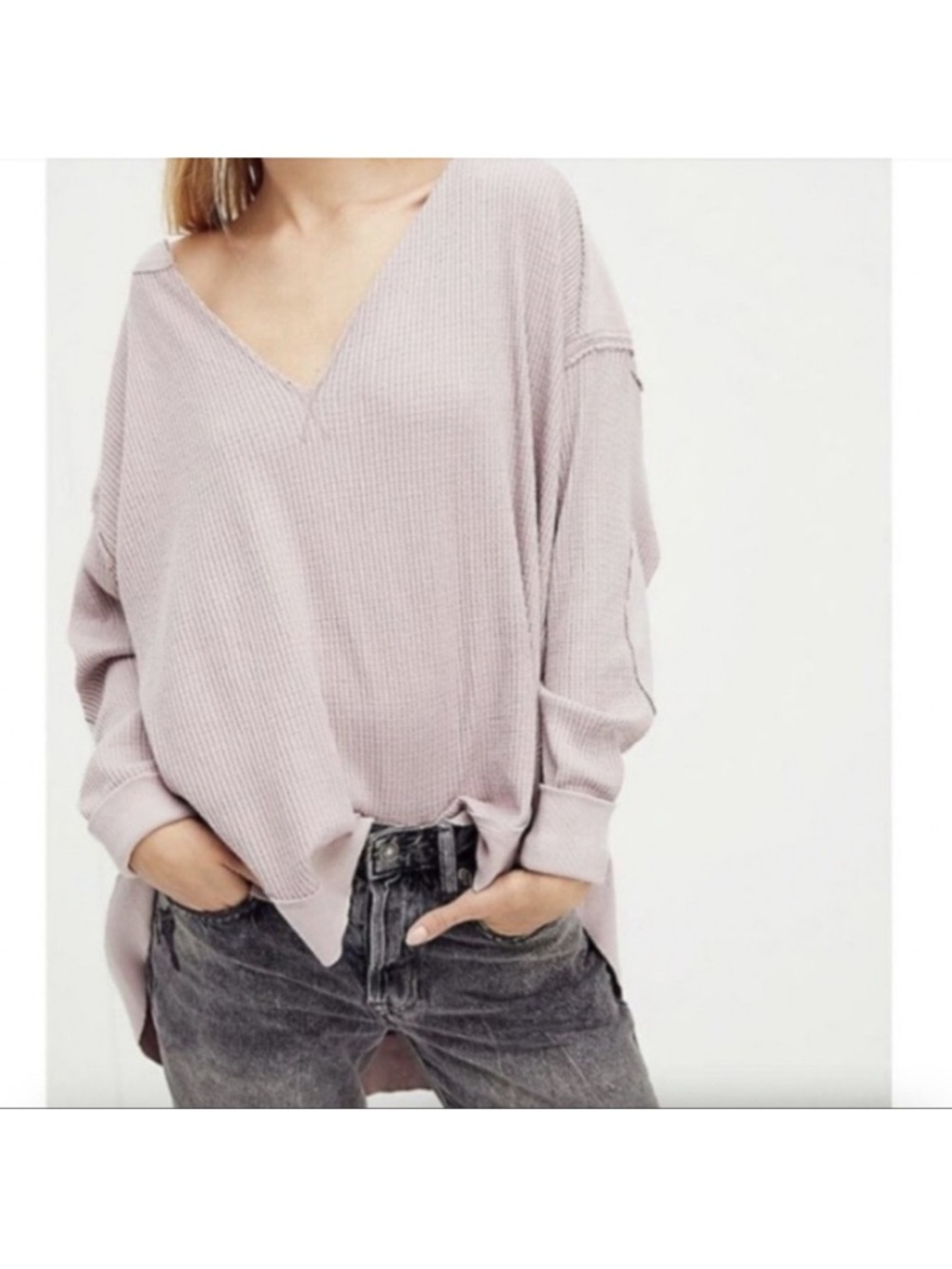 NWT FREE PEOPLE x WE THE FREE OWEN WAFFLE BOHO FAIR ORCHID SMALL OVERSIZED TOP